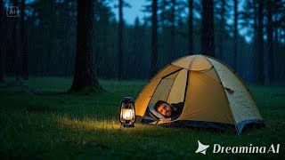 SOLO OVERNIGHT CAMPING IN THE RAIN - RELAXING IN THE SHELTER WITH THE SATISFYING SOUND OF NATURE