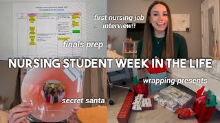 NURSING SCHOOL WEEKLY VLOG | first nursing job interview, xmas party, wrapping presents, finals szn