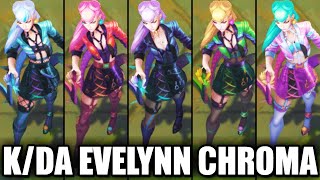 All KDA ALL OUT Evelynn Chroma Skins Spotlight - Baddest Exclusive (League of Legends)