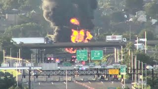 Tractor trailer engulfed in flames on NJ Turnpike