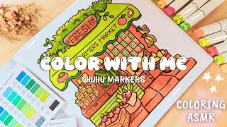 Color with me ASMR 👩🏻‍🌾🥕 Little Corner | Coco Wyo Coloring Book | Ohuhu Markers (no music/talking)