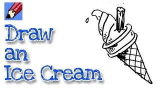 How to draw an Ice Cream Cone Real Easy  | Step by Step with Easy, Spoken Instructions