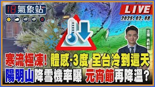 【TVBS18氣象站】寒流極凍！體感-3度 全台冷到這天 陽明山降雪機率曝 元宵節再降溫？