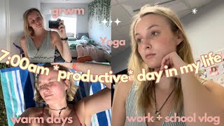 7am productive day in my life | realistic morning routine, yoga, going to work, grwm + more!