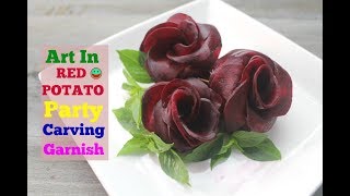 How To Make Red Beet Rose Radish and Cucumber Flowers Art In Fruit and Vegetable Carving Garnish
