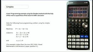 Simplex using Casio calculator.