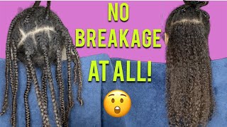 How I Detangle My Daughters Long Natural Hair With NO BREAKAGE! | Taking Down 1 Month Old Braids