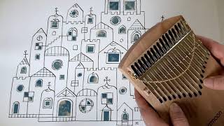 【カリンバ演奏】 Over The Rainbow 虹の彼方に（kalimba Cover）オリジナルペン画の青空コラージュ♪