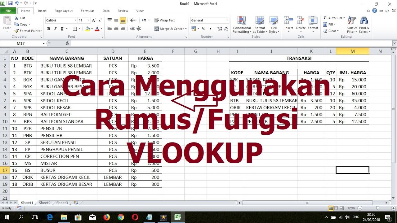 Tutorial Cara Membuat Fungsi Vlookup Dan Hlookup Pada Microsoft Excel ...