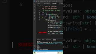 Triangle Pyramids and patterns program using Python #shorts #short #shortsfeed #share #shortvideo