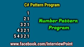 C# Number Pattern Program | Number Pattern program in C#.Net | Interview Point | D. K. Gautam