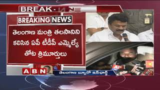 తలసానితో ఏపీ టీడీపీ ఎమ్మెల్యే భేటీ | AP TDP MLA Thota Trimurthulu meets Talasani Srinivas Yadav