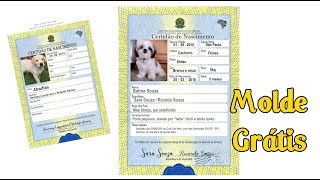 Como fazer Certidão para Pets - Molde Grátis