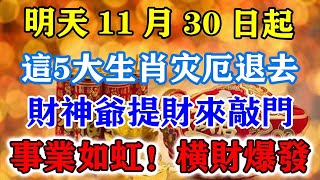 明天11月30日起！這5大生肖災厄退去，財神爺提著錢財來敲門，事業如虹！橫財爆發！#運勢 #風水 #佛教 #生肖 #发财 #横财 【佛之緣】