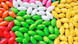 Satisfying ASMR l Magic  Rainbow Kinetic Sand M&M's & Skittles Candy Mixing Cutting  #12