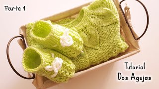 Como tejer Escarpines, medias, botitas, zapatitos para bebes. Dos Agujas Tricot Palitos Parte 1 de 2