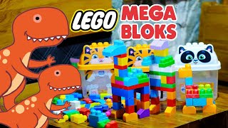 Build and Play with Lego Dinosaurs | MEGA BLOCK Smiley Tiger 🐯 Cute Panda 🐼