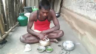 village food  coking khapra sag or codol sag pakhal eating