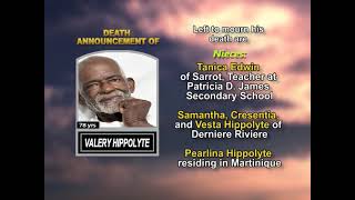 VALERY HIPPOLYTE ~ Long Obituary