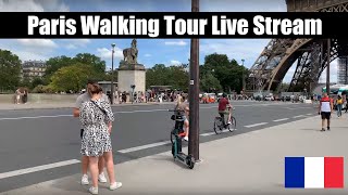 Paris Avenue des Champs-Elysées to Arc de Triomphe to Eiffel Tower Trocadero Livestream Walking