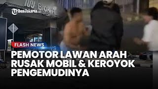 Brutal, Pemotor Lawan Arah yang Keroyok Pengendara Mobil di Jaksel juga Rusak Kendaraan Korban