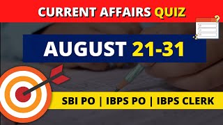 DAY - 03🔥  AUGUST 21-31 | 🔴  Current Affairs Quiz | Target SBI PO,IBPS PO & Clerk 2021