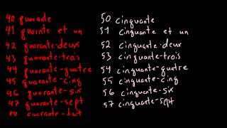 Numbers 21-69 in French