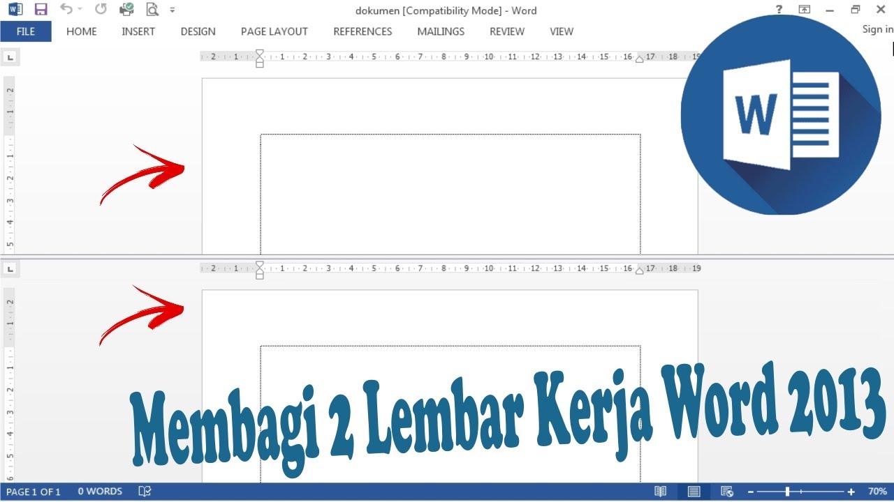 Cara Membagi 2 Lembar Kerja Word 2013 - YouTube