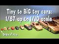 Popular Diecast Toy Scales Shown for Size Comparison Tiny to HUGE