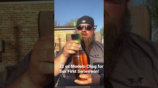 32 oz Modelo Chug! 😲 First Sox series win! #beer #chug #whitesox #life #chugging #shorts #wow #fast