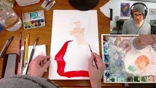 ASMR Watercolor Semi-Nude Female Figure Side Portrait