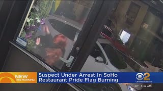 Woman arrested after Pride flag fire