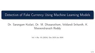Detection of Fake Currency Using Machine Learning Models