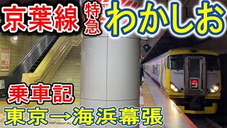 【京葉線】 特急わかしお 乗車記 (JR東日本 E257系) 東京から海浜幕張 わかしお7号 安房鴨川行き 【オーシャンビュー】