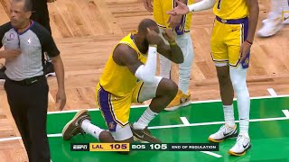 LeBron James was so upset and on his knees after no foul call on game winning shot vs Celtics