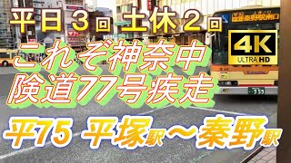 【険道77号】大型車が通るとか「無　理」なアノ道を行く！一日2～3回限定 神奈中 秦野営業所「平塚75」平塚～秦野【VOICEVOX放送あり/4K前面展望】