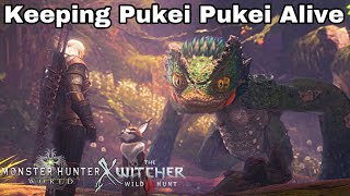 MHW X Witcher 3 All Rewards And True Ending! Keeping Pukei Pukei Alive | Monster Hunter World