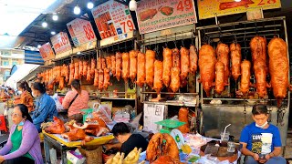 Cambodia Morning Market Street Food, Walking at Orussey Market Phnom Penh