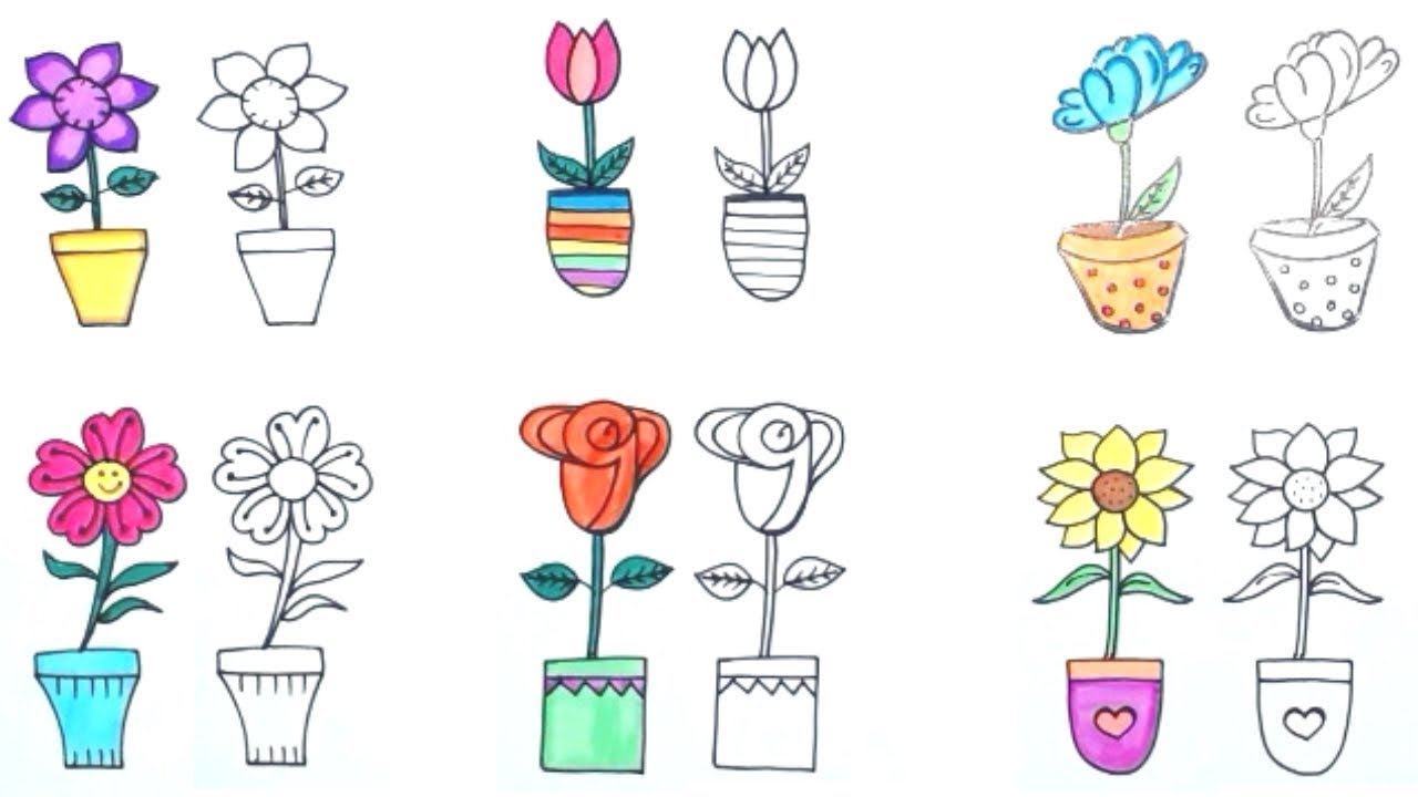 How To Draw A Beautiful Flower Pot Step By Best Flower Site