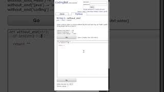 🧮 CodingBat – Python - String 1 - 08 without_end #codingbat #pythonprogramming #pythonprogramming