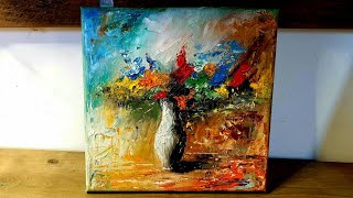 How to Paint an Abstract Vase with Flowers/ Speed Oil Painting/ #101