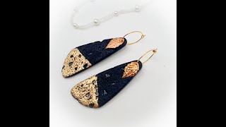 Lava rock earrings, polymer clay #28