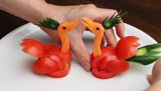 Art In Tomato Swan Cucumber Garnish | Vegetable Cutting Garnish | Vegetable Carving
