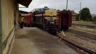 Y135 shunting Guards Van ZF on road 5 near the Goods Shed at Korumburra