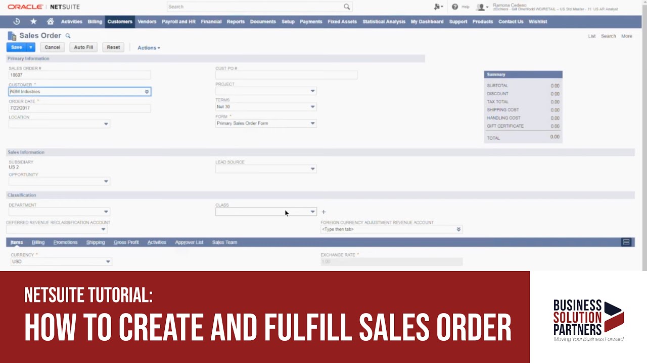 NetSuite Tutorial: How To Create And Fulfill Sales Orders In NetSuite ...