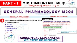 General Pharmacology mcq | General pharmacology questions with answers #gpat #neetpg #niper