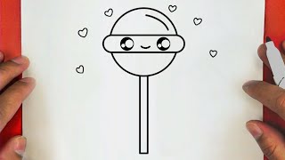 كيفية رسم مصاصة كيوت خطوة بخطوة / رسومات سهلة وجميلة / رسم سهل للمبتدئين || cute lollipop drawing