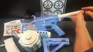 Showcase \u0026 Setup- Cpszship Brand M4A1 Gel Ball Blaster Blue/White with Drum Magazine