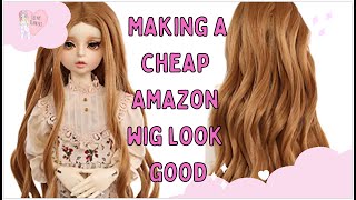 Trying to make a cheap BJD wig from Amazon look good