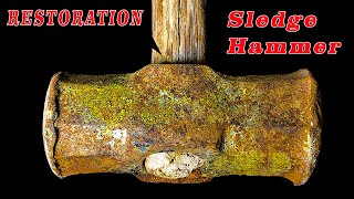 restoration old rusty Sledge Hammer wooden handle